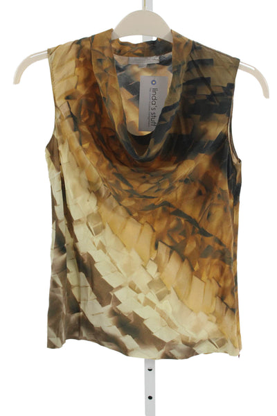 Nordstrom Collection Women Silk Abstract V Neck Sleeveless Blouse Size S
