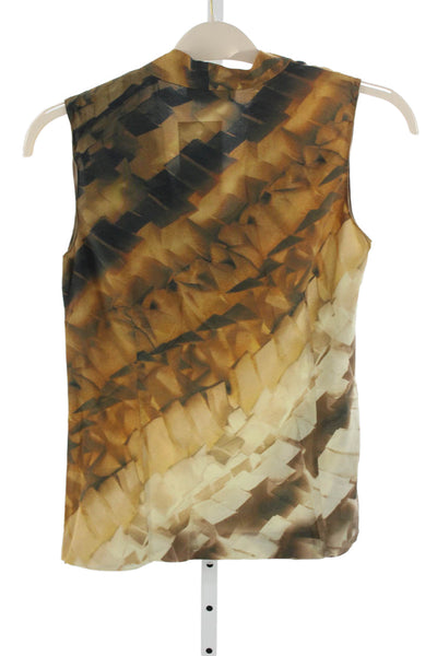 Nordstrom Collection Women Silk Abstract V Neck Sleeveless Blouse Size S