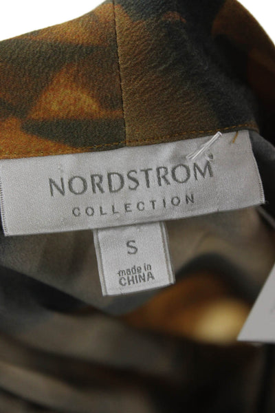 Nordstrom Collection Women Silk Abstract V Neck Sleeveless Blouse Size S