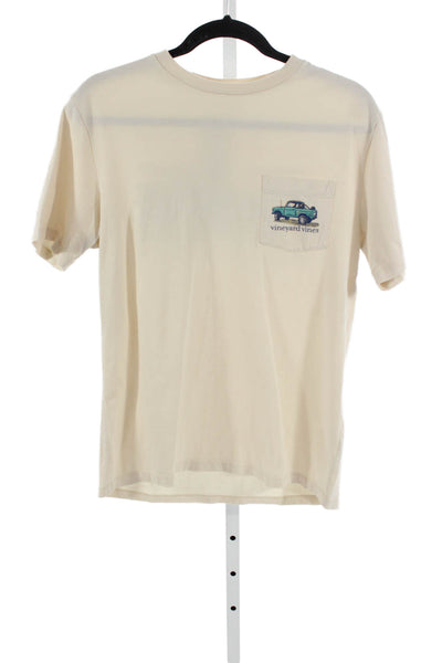 Vineyard Vines Mens White Cotton Graphic Crew Neck T-Shirt Short Sleeve Size S