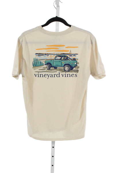Vineyard Vines Mens White Cotton Graphic Crew Neck T-Shirt Short Sleeve Size S