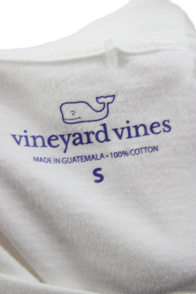 Vineyard Vines Women White Cotton Graphic Crew Neck Short Sleeve Shirt Size S