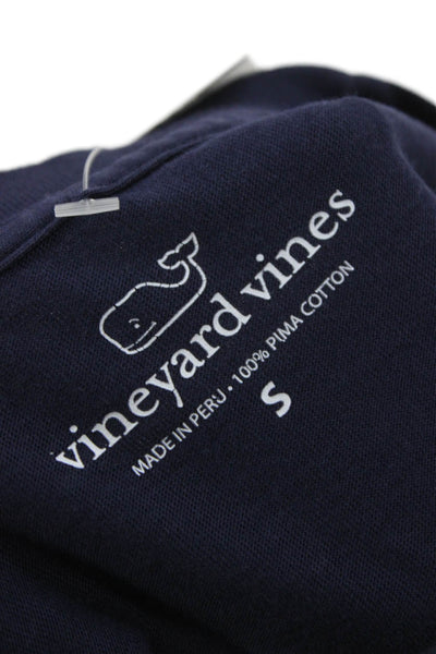 Vineyard Vines Women Short Sleeve Crew Neck Cotton Shirt Solid Blue Size S