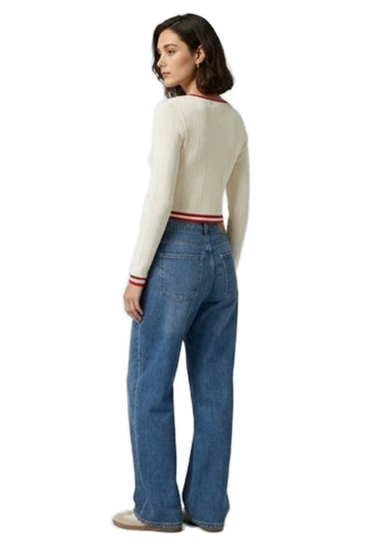 Solid & Striped Womens Sweater White Cotton Crew Neck Long Sleeve Size M