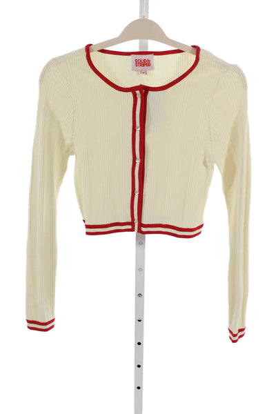 Solid & Striped Womens Sweater White Cotton Crew Neck Long Sleeve Size M