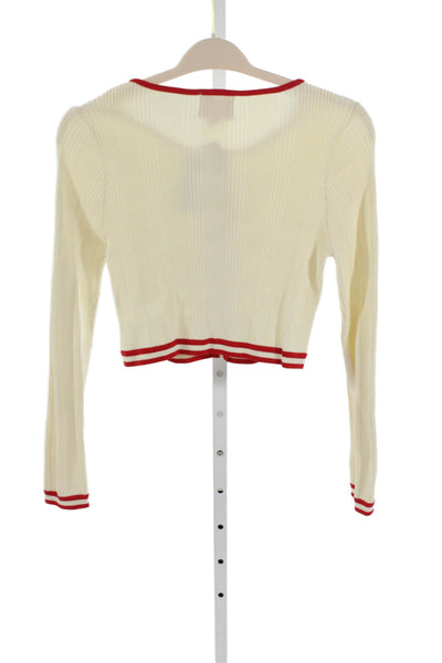 Solid & Striped Womens Sweater White Cotton Crew Neck Long Sleeve Size M