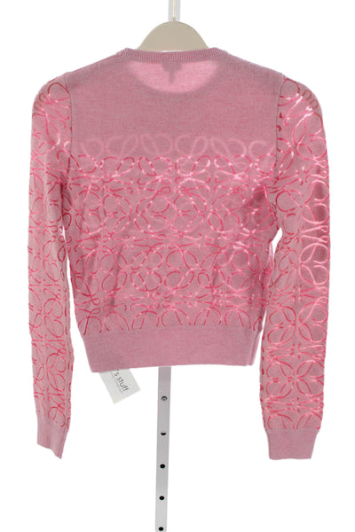 Loewe Womens Pullover Geometric Crew Neck Pink Wool Size S