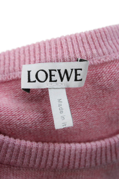 Loewe Womens Pullover Geometric Crew Neck Pink Wool Size S