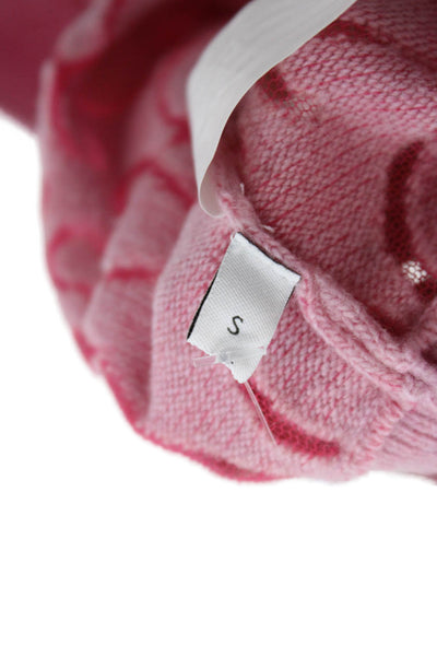 Loewe Womens Pullover Geometric Crew Neck Pink Wool Size S