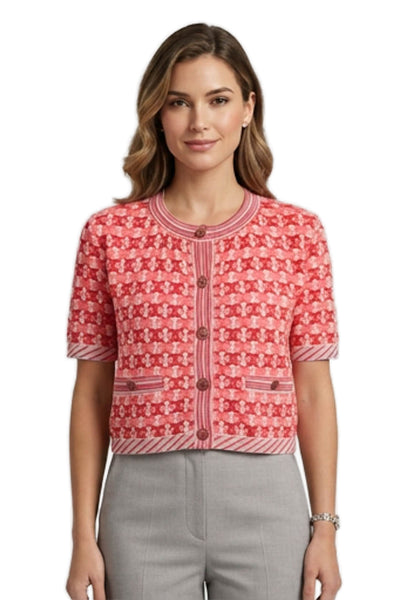 Chanel Womens Cardigan Multicolor Geometric Logo Size 34