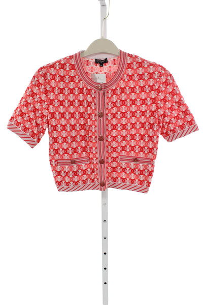 Chanel Womens Cardigan Multicolor Geometric Logo Size 34
