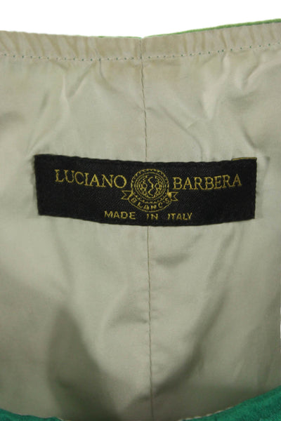 Luciano Barbera Women Silk Green Puffer Jacket Zip Short Sleeve Size 40