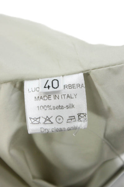 Luciano Barbera Women Silk Green Puffer Jacket Zip Short Sleeve Size 40