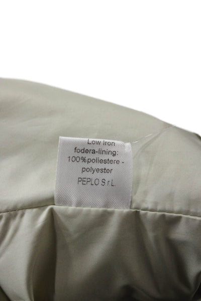 Luciano Barbera Women Silk Green Puffer Jacket Zip Short Sleeve Size 40