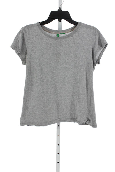 United Colors of Benetton Women Gray Cotton Basic Tee Short-Sleeve Size S