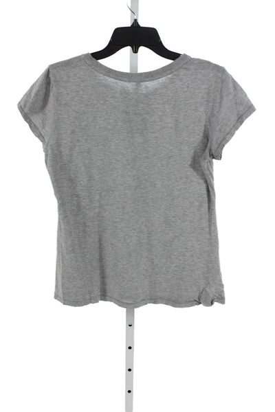 United Colors of Benetton Women Gray Cotton Basic Tee Short-Sleeve Size S