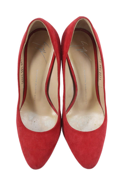 Giuseppe Zanotti Design Suede Pointed Toe Heels Red Size 38.5 8.5