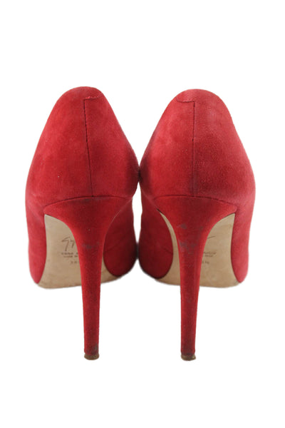 Giuseppe Zanotti Design Suede Pointed Toe Heels Red Size 38.5 8.5