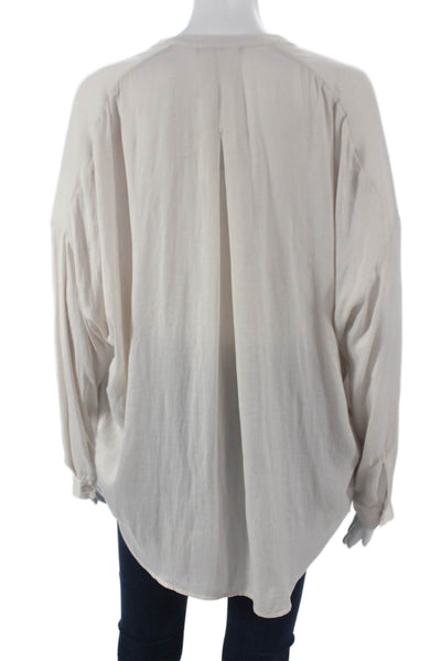 Vince Women Beige V Neck Long Sleeve Polyester Blouse Size S