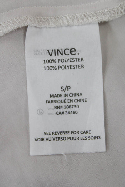 Vince Women Beige V Neck Long Sleeve Polyester Blouse Size S