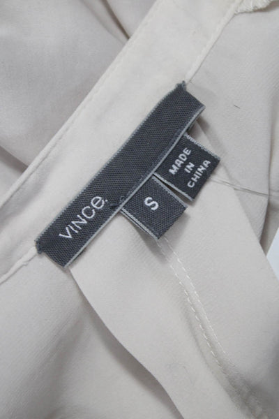 Vince Women Beige V Neck Long Sleeve Polyester Blouse Size S
