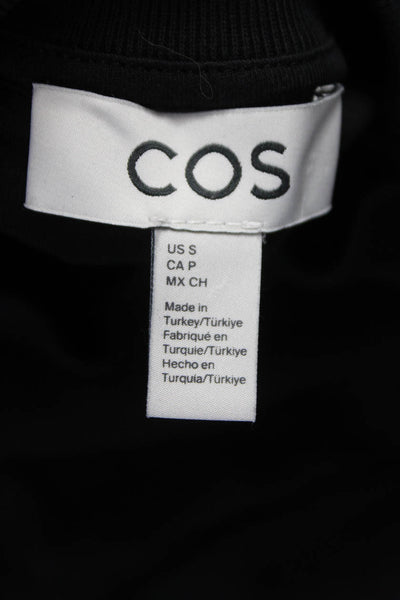 COS Women Black Mock Neck Long Sleeve Basic T-Shirt 100% Cotton Size S
