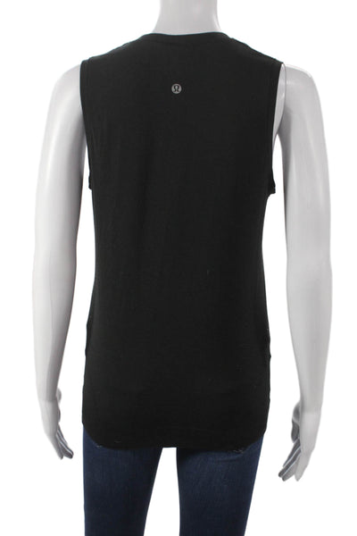 Lululemon Womens Black Basic Tank Top Polyester Round Neck Size 4