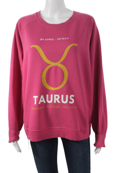 Anthropologie Unisex Pullover Sweatshirt Pink Cotton Long Sleeve Size M
