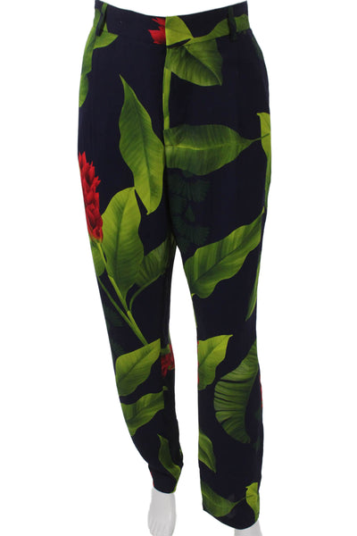Americae Womens Floral Viscose Pantsuit Buttoned Long Sleeve Multicolor Size L