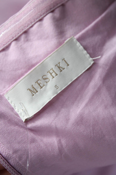 Meshki Women Sheath Dress Halter Sleeveless Pink Cotton Mid-Calf Button Size S
