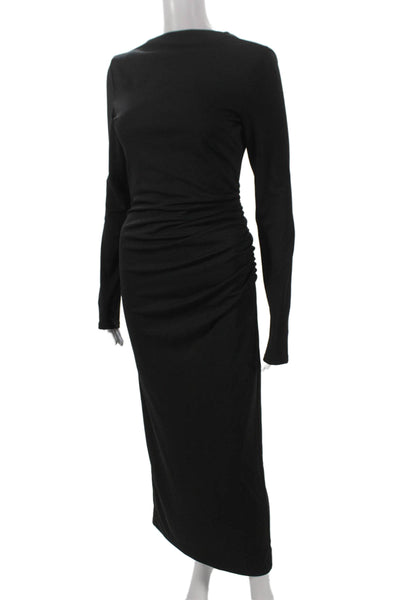 Zara Women Bodycon Dress Black Long Sleeve Knee Length Zip Polyester Size S