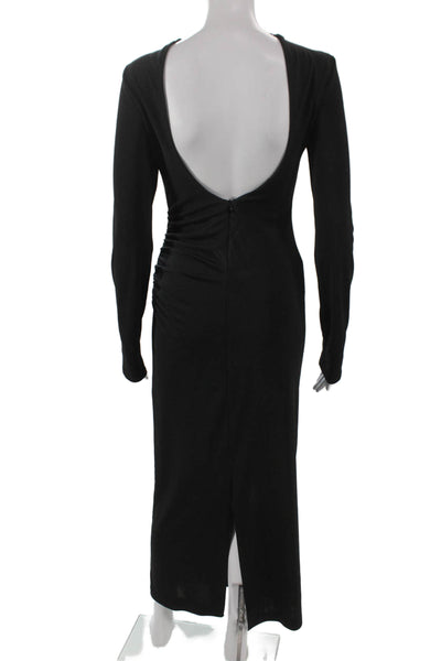 Zara Women Bodycon Dress Black Long Sleeve Knee Length Zip Polyester Size S