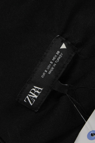 Zara Women Bodycon Dress Black Long Sleeve Knee Length Zip Polyester Size S