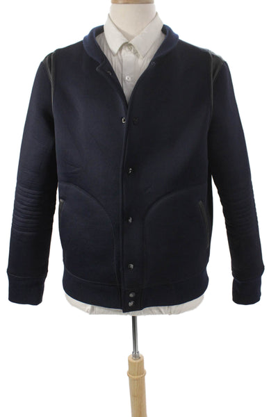 Barneys New York Mens Bomber Jacket Blue Cotton Snap Size M