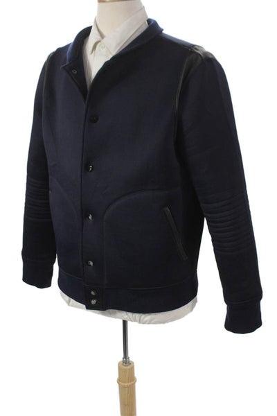 Barneys New York Mens Bomber Jacket Blue Cotton Snap Size M