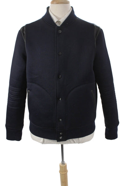 Barneys New York Mens Bomber Jacket Blue Cotton Snap Size M