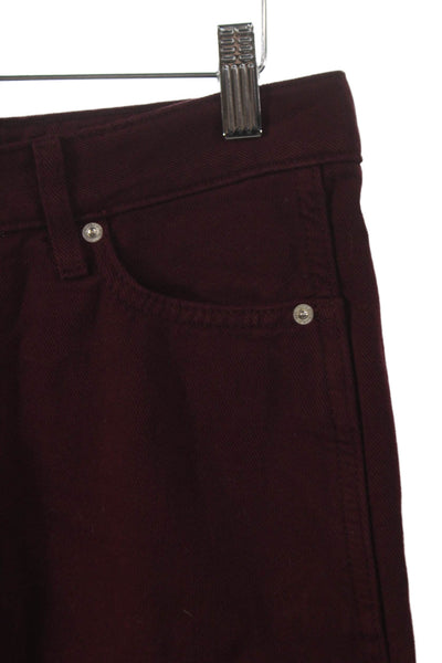 MNG Women Wide-Leg Jeans Red Mid Rise Cotton Inseam 30 Size 6