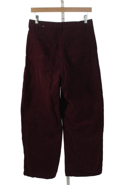 MNG Women Wide-Leg Jeans Red Mid Rise Cotton Inseam 30 Size 6