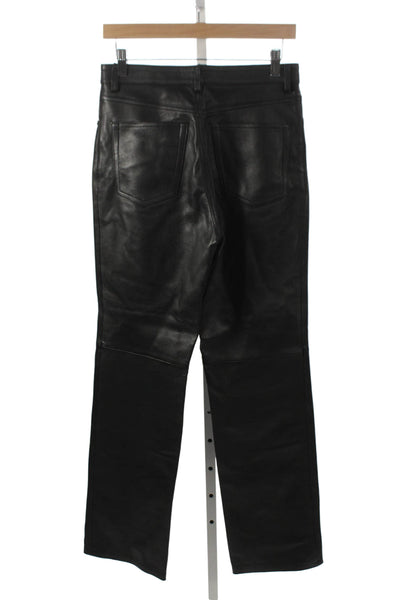 Zara Women Black Leather Dress Pants Button Size 4