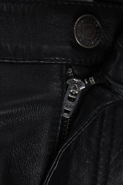 Zara Women Black Leather Dress Pants Button Size 4
