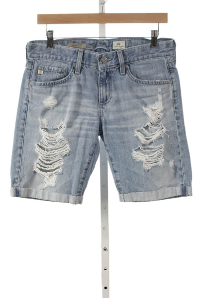 Adriano Goldschmied Women Boyfriend Shorts Blue Cotton Button Size 27