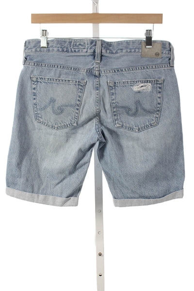 Adriano Goldschmied Women Boyfriend Shorts Blue Cotton Button Size 27