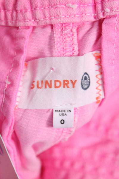 Sundry Womens Pink Cotton Cargo Pants Drawstring Inseam 26 Size 0