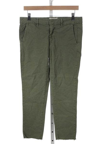 Nili Lotan Womens Chino Pants Green Cotton Zip Fly Size 2