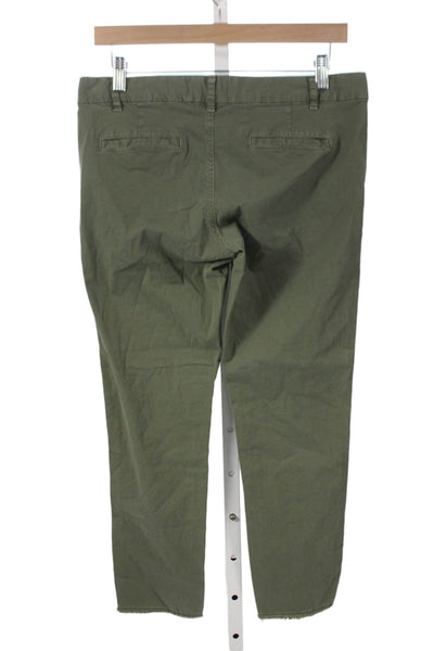 Nili Lotan Womens Chino Pants Green Cotton Zip Fly Size 2