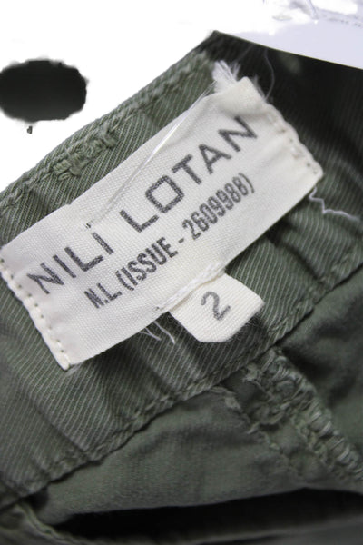 Nili Lotan Womens Chino Pants Green Cotton Zip Fly Size 2