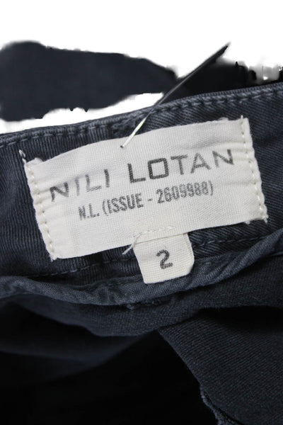 Nili Lotan Womens Chino Pants Black Cotton Zip Size 2