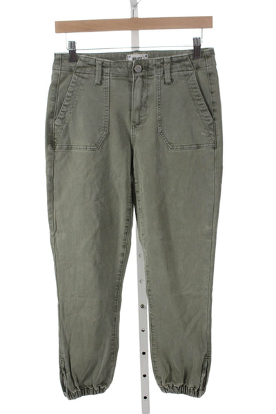 Paige Womens Green Cotton Low Rise Jogger Pants Inseam 25 Size 26