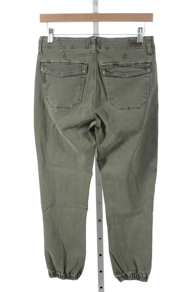 Paige Womens Green Cotton Low Rise Jogger Pants Inseam 25 Size 26