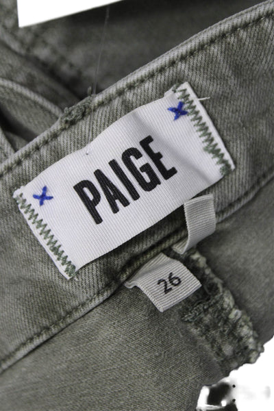 Paige Womens Green Cotton Low Rise Jogger Pants Inseam 25 Size 26